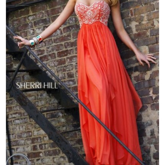 Sherri Hill Dresses & Skirts - Coral beaded prom dress